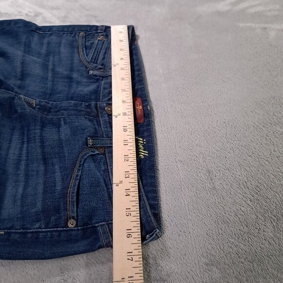 7 For All Mankind Jiselle Flare Jean Women 33x33, Tag 29 Dark Blue Distressed - Picture 6 of 13